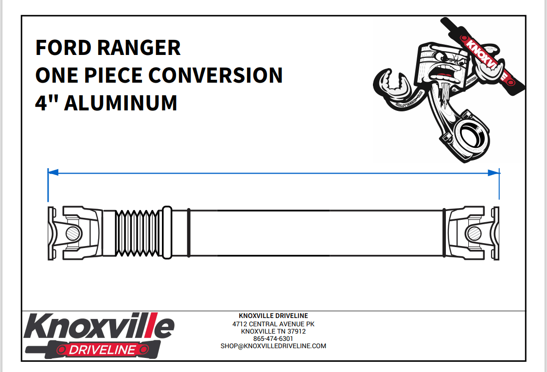 FORD RANGER 2019&↑ UPGRADE ONE PIECE CONVERSION - KNOXVILLE DRIVELINE